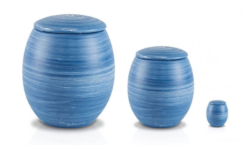 Handgemaakte keramische urne Blauw